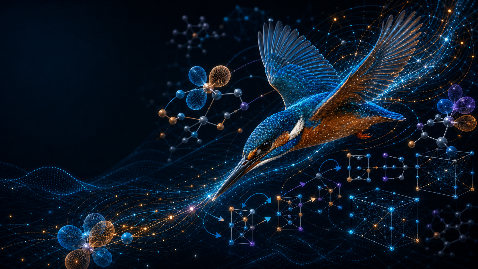 AI-generated Knowles's Kingfisher codename artwork for vibe-qc v0.9.0