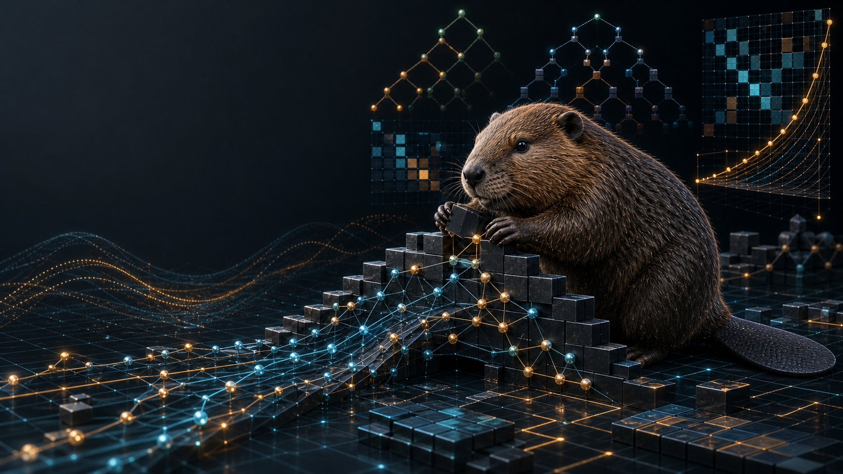 AI-generated Knuth's Beaver codename artwork for vibe-qc v0.12.0