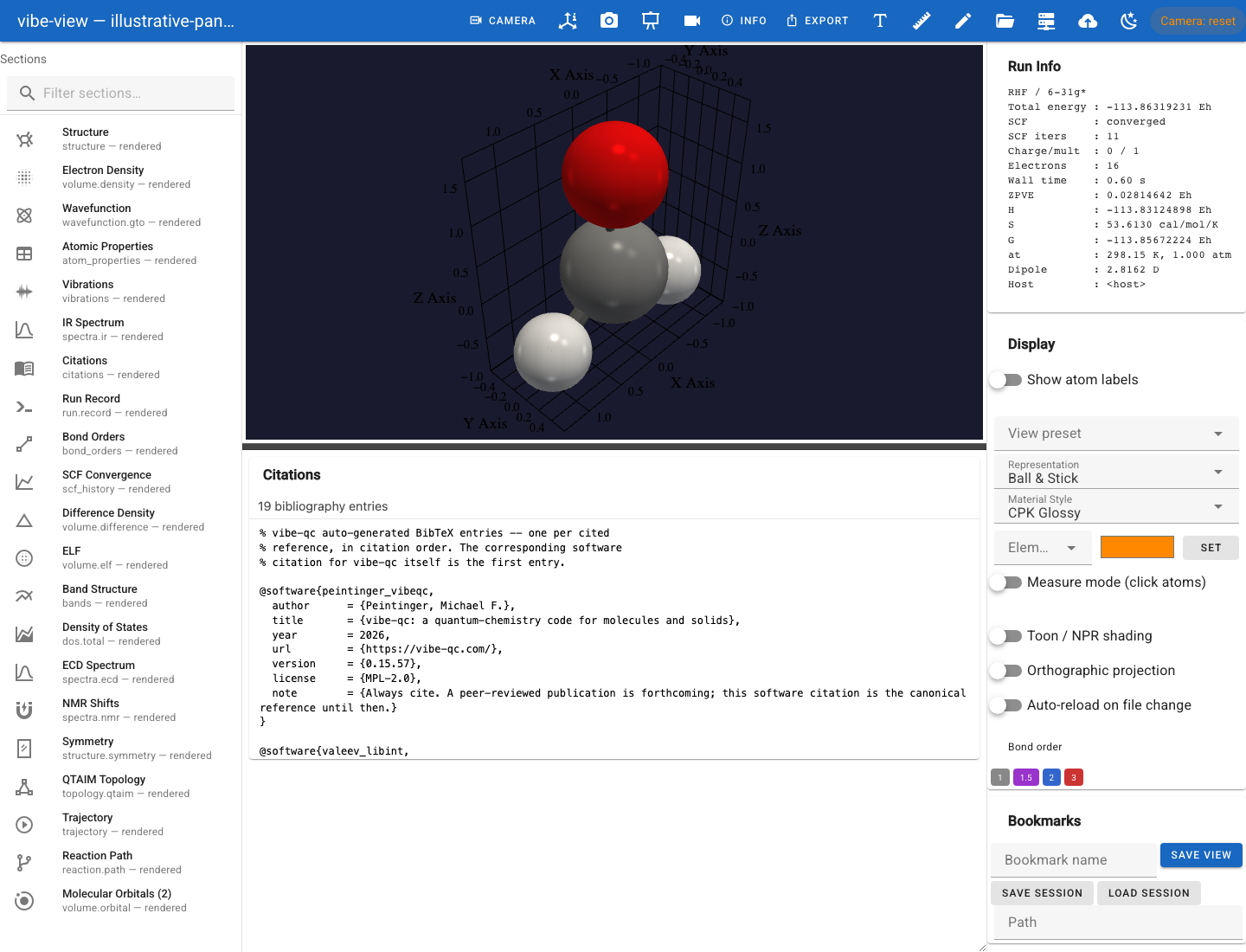 The calculation citation bundle displayed in the browser details panel.